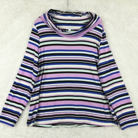 Sport Savvy Womens Sweater Pullover Multicolor Striped Long Sleeve Drape Neck XL - Picture 1 of 8